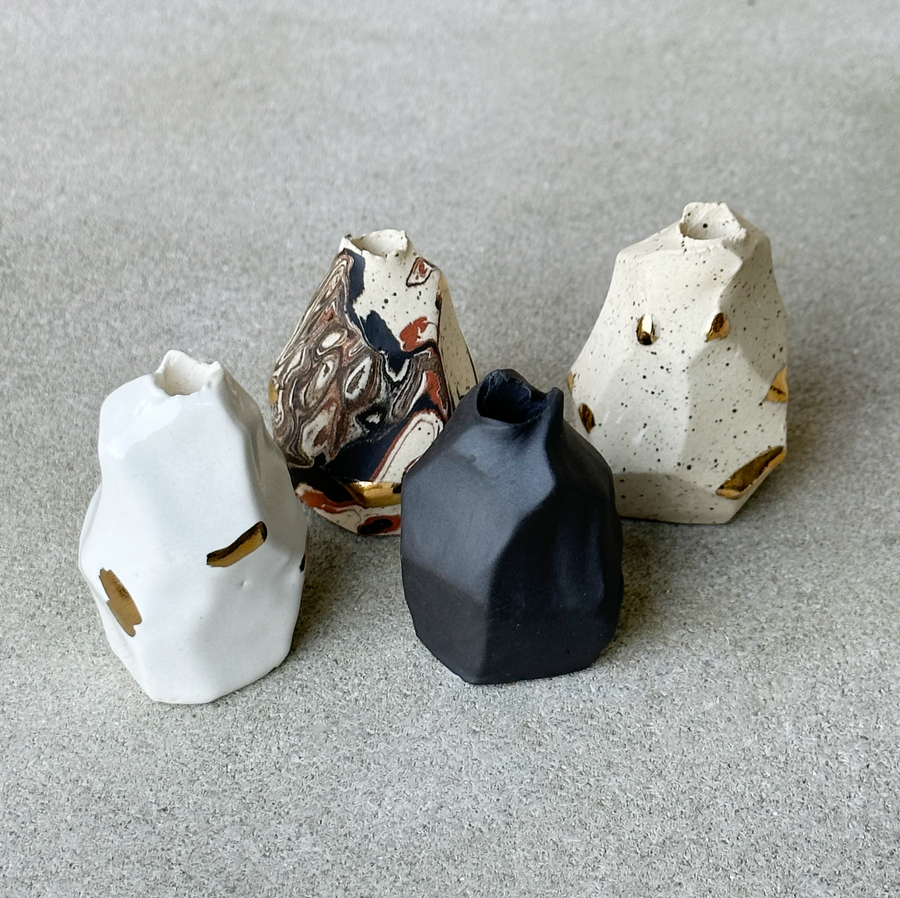 Faceted Incense Holder / Light w/Gold