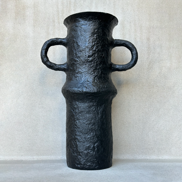 Paper Mache  Double Loop Vase / Charcoal