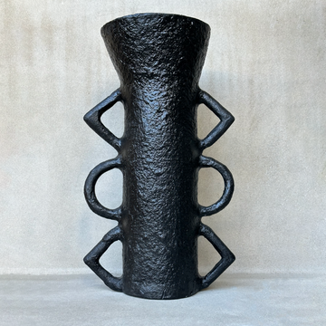 Paper Mache Double Loop Diamond Vase / Charcoal