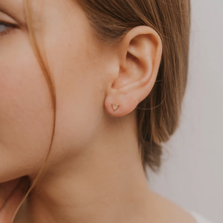 Mini Energy Gem Earrings / Rose Quartz
