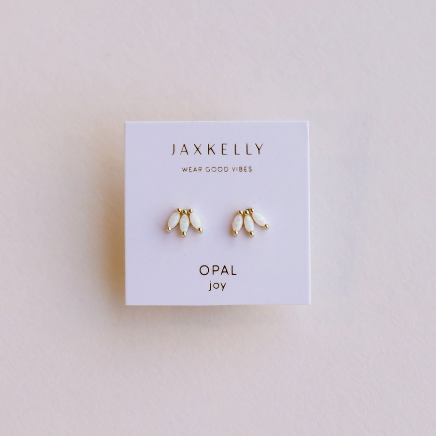Opal Crown Stud - White - Earring