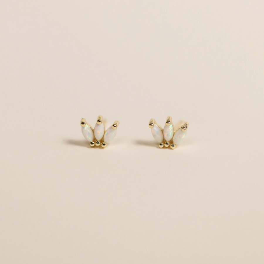 Opal Crown Stud - White - Earring