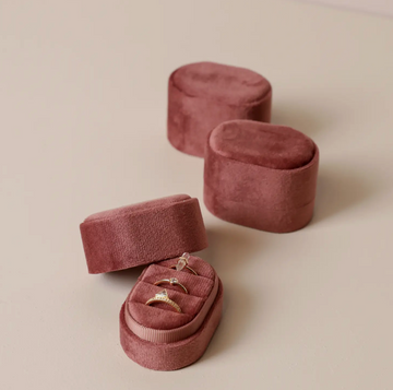 Velvet Jewelry Box - Small Oval - Dusty Rose