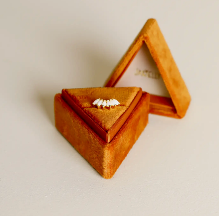 Velvet Jewelry Box - Triangle - Burnt Orange