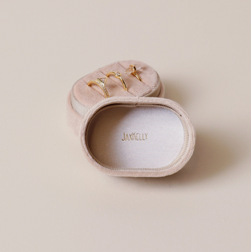 Velvet Jewelry Box - Small Oval - Cream