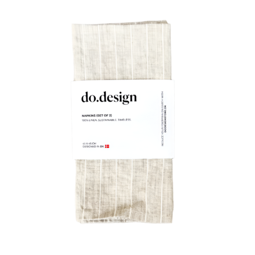 Linen Napkins White Stripes / Set of 2