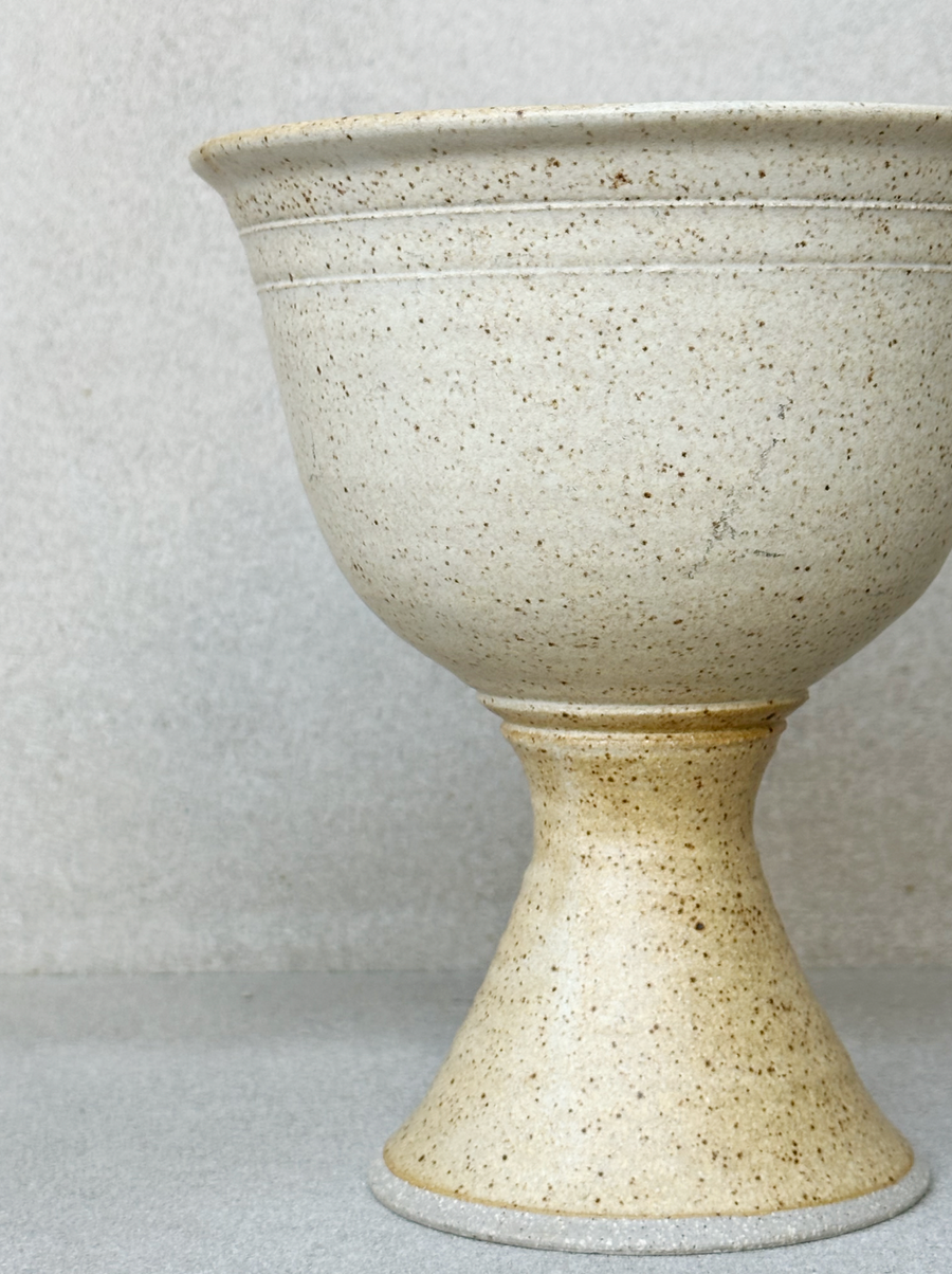 Stoneware Speckled Pedestal Bowl