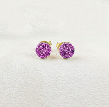 Purple Titanium Round Druzy Stud Earrings