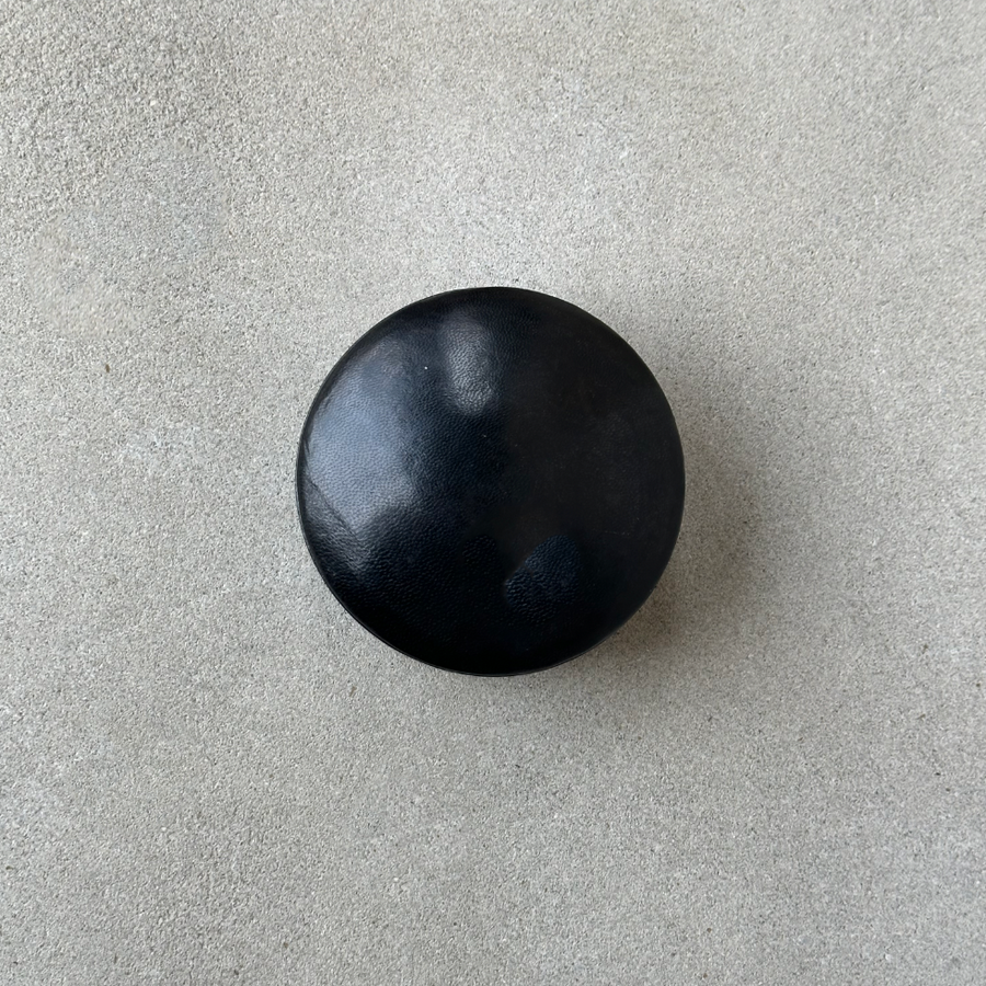 African small round leather box / black