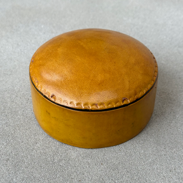 African small round leather box / yellow