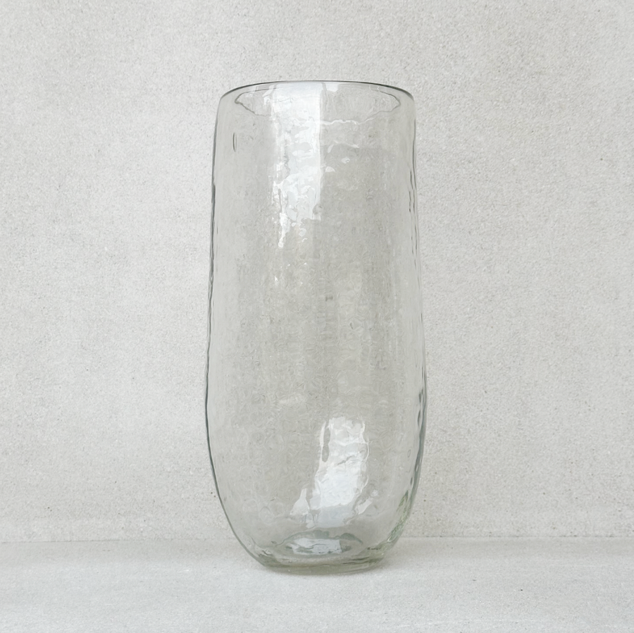 Tall Pebbled Glass Vase