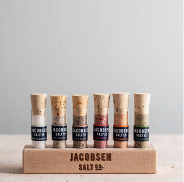 Infused Sea Salt Gift Set - Six Vial Set with Wooden Stand