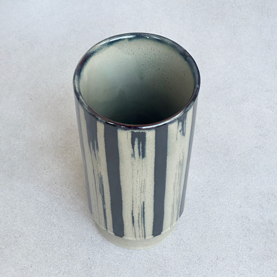 Glossy Striped Cylinder Vase
