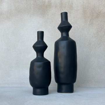 Tall Black Zig Zag Vase