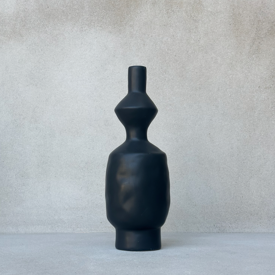 Tall Black Zig Zag Vase