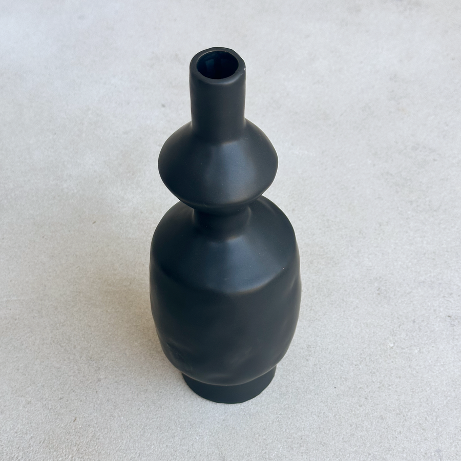 Tall Black Zig Zag Vase