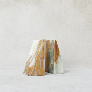 Onyx Marble Wedge Bookend / PAIR