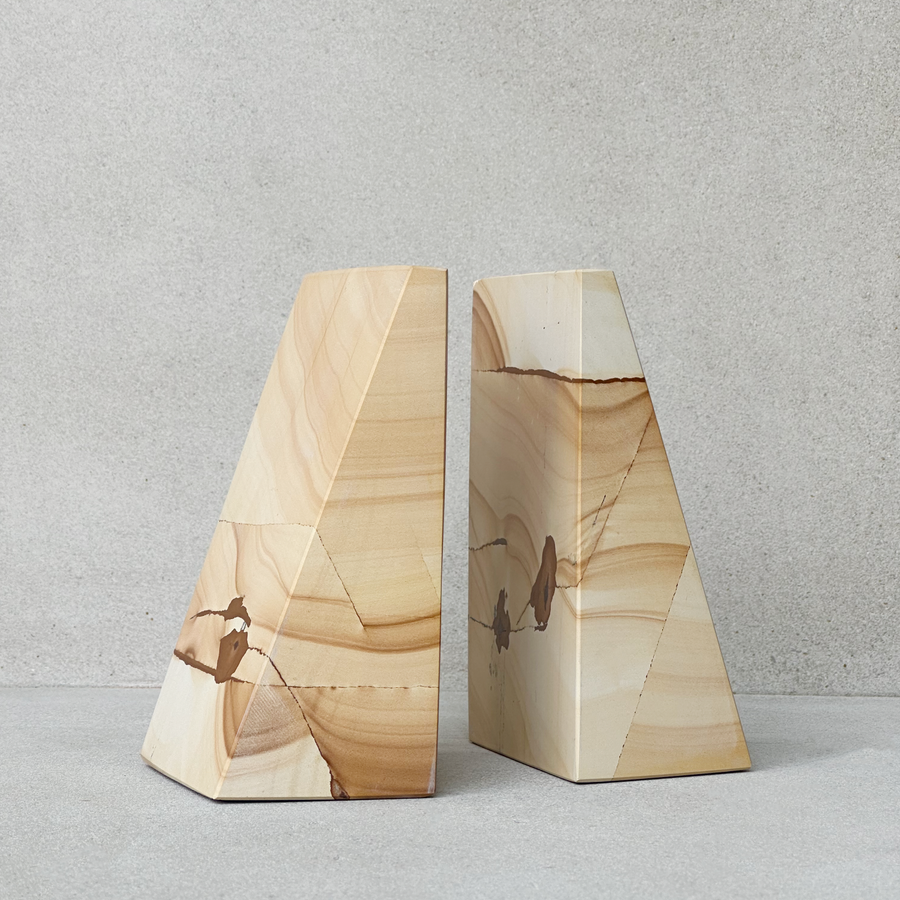 Natural Marble Wedge Bookend / PAIR