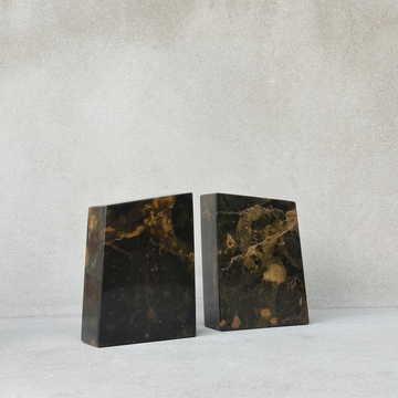 Chocolate Marble Bookends / PAIR