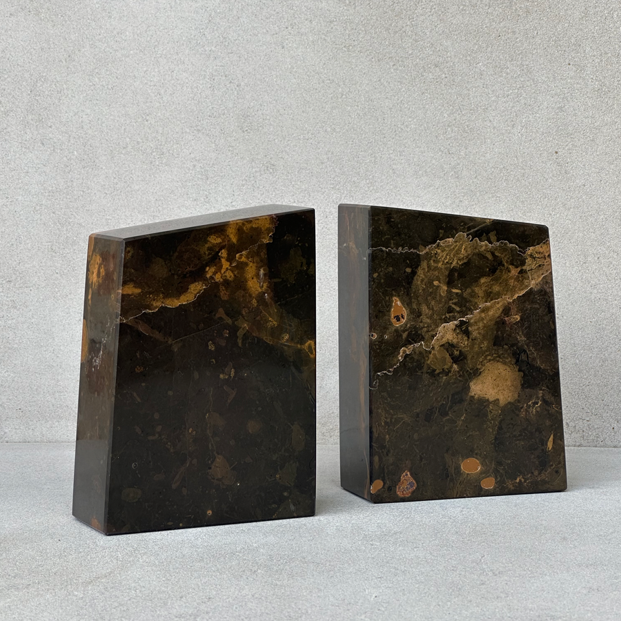 Chocolate Marble Bookends / PAIR