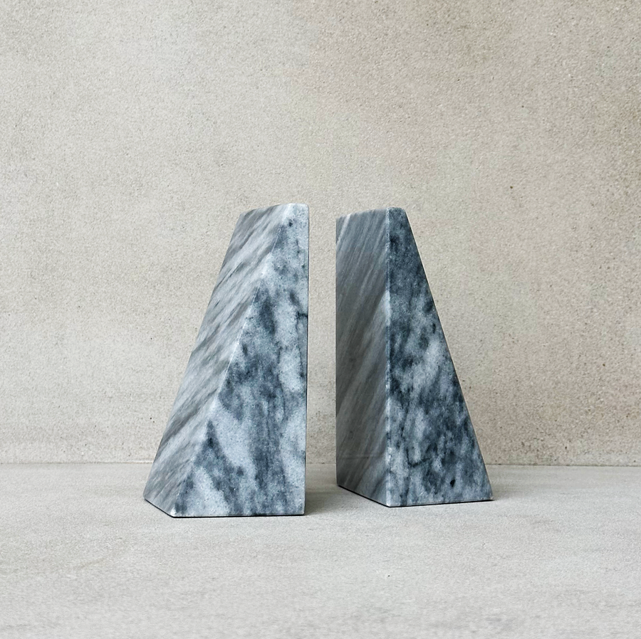 Grey Marble Wedge Bookend