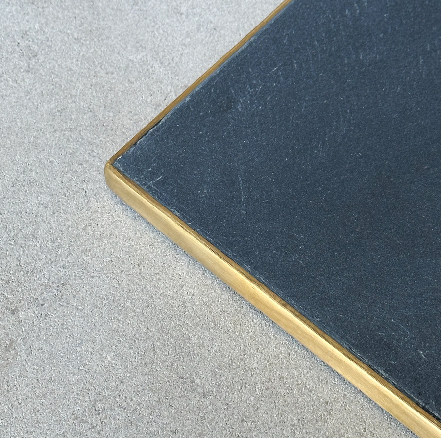 Black Marble Serving Tray With Brass Trim