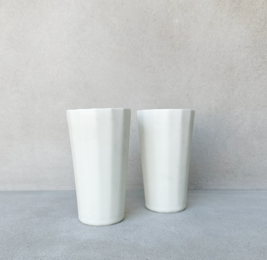 Porcelain Tall Tumbler / White Silk