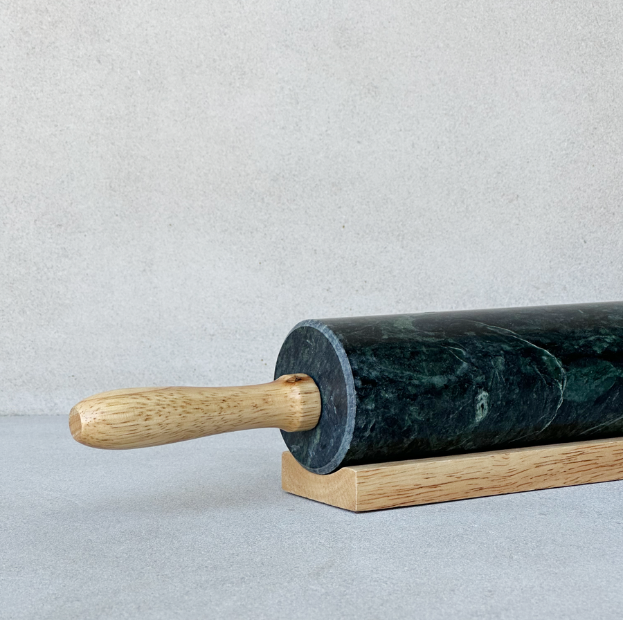 Green Marble Rolling Pin with Base