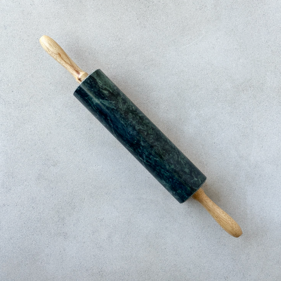 Green Marble Rolling Pin with Base