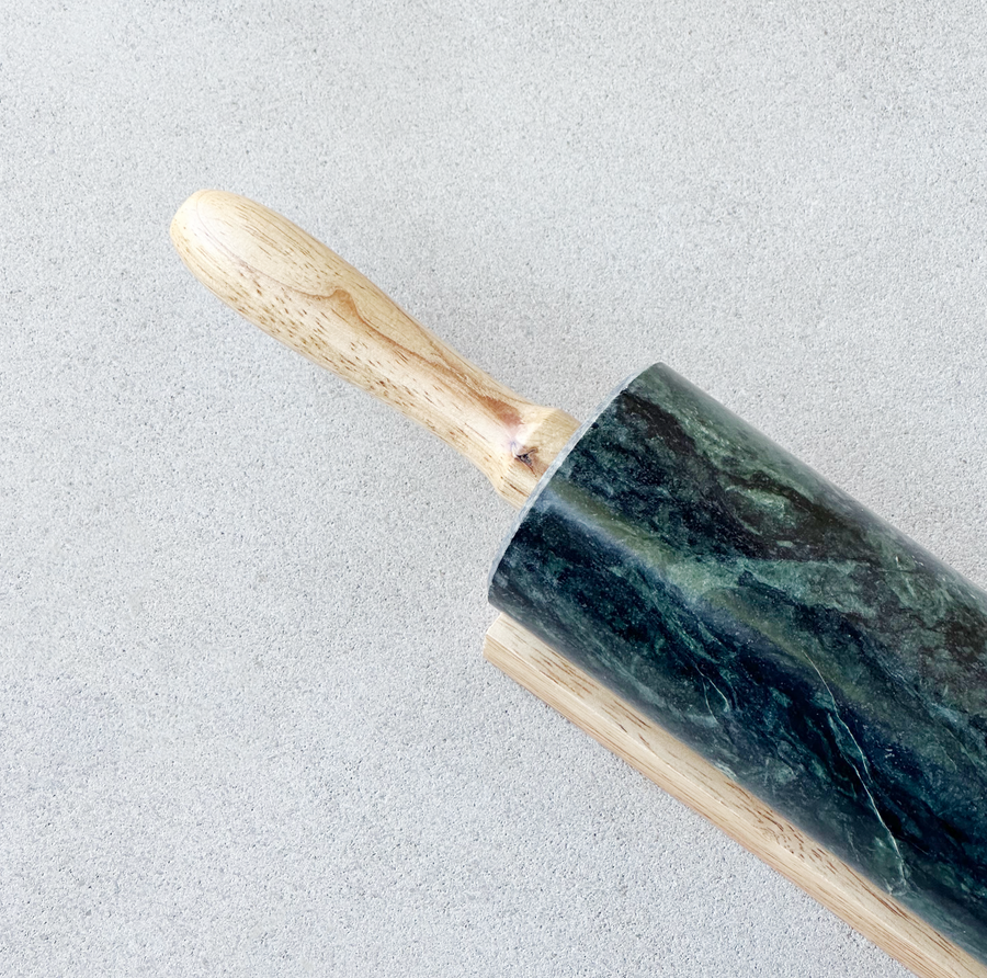 Green Marble Rolling Pin with Base