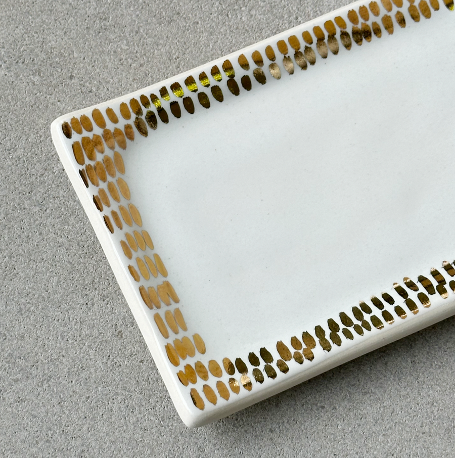 White + Gold Mini Vanity Tray