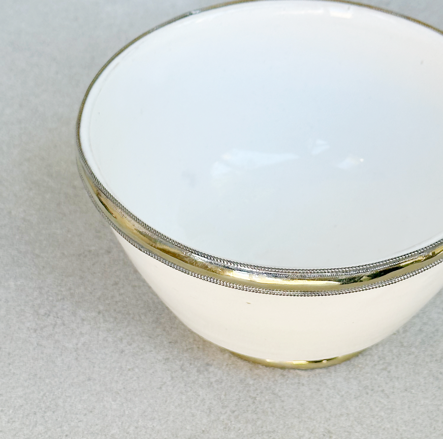 Moroccan Glazed Bowl with Berber Silver Trim