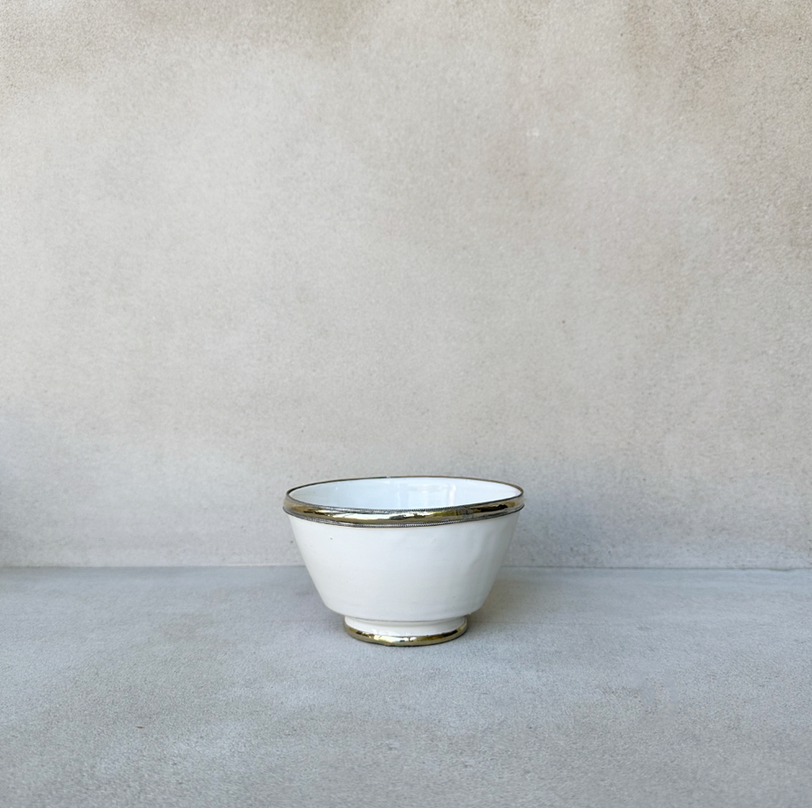 Moroccan Glazed Bowl with Berber Silver Trim