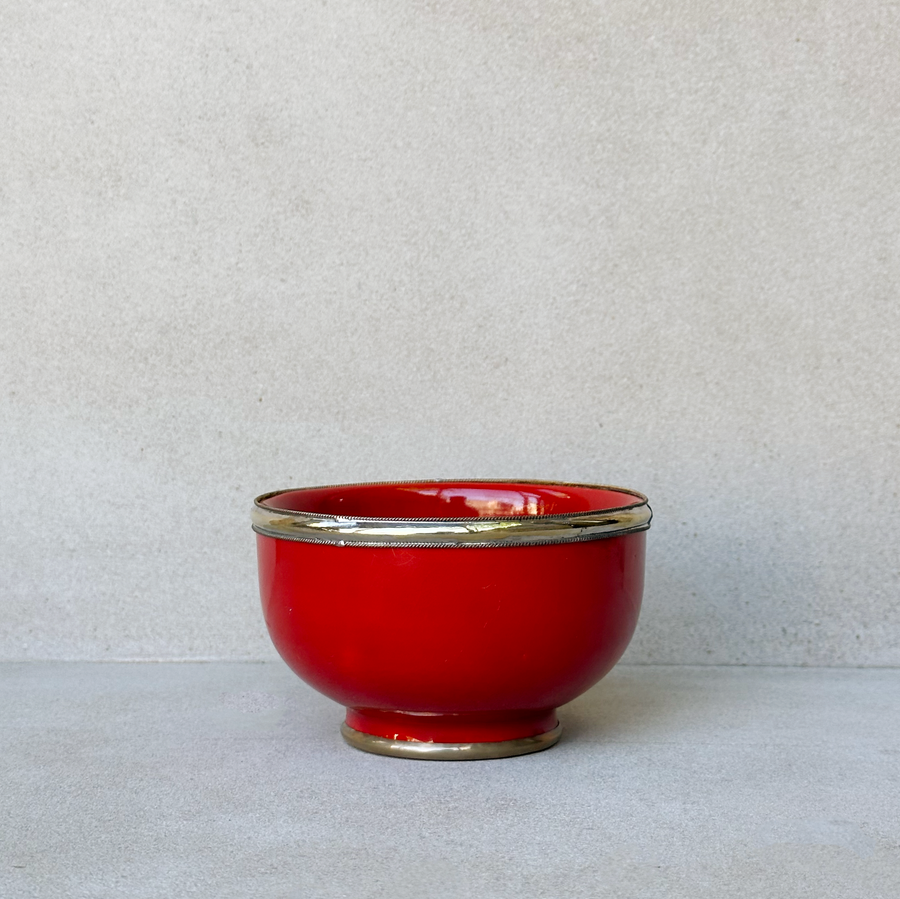 Moroccan Glazed Bowl with Berber Silver Trim