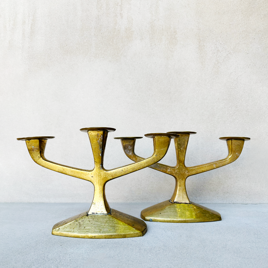 Vintage Brass 3 Arm Candelabrum