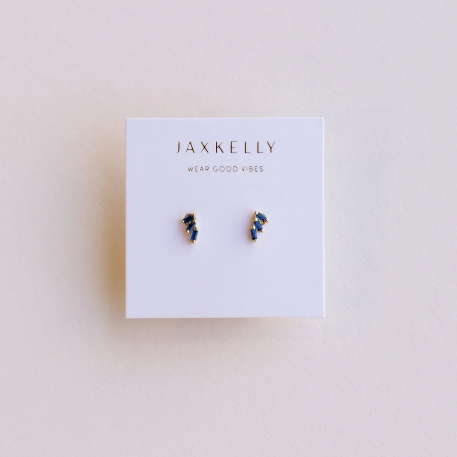 Offset Trio Sapphire Earrings