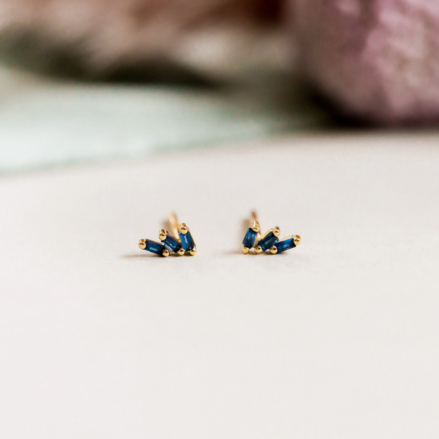 Offset Trio Sapphire Earrings