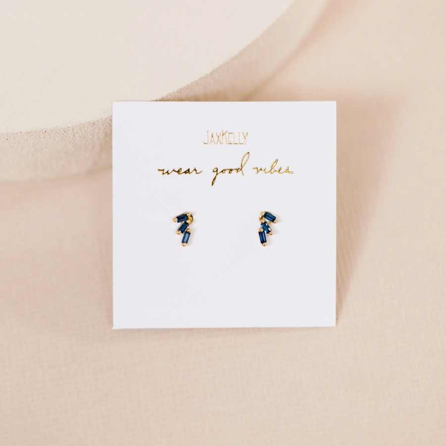 Offset Trio Sapphire Earrings