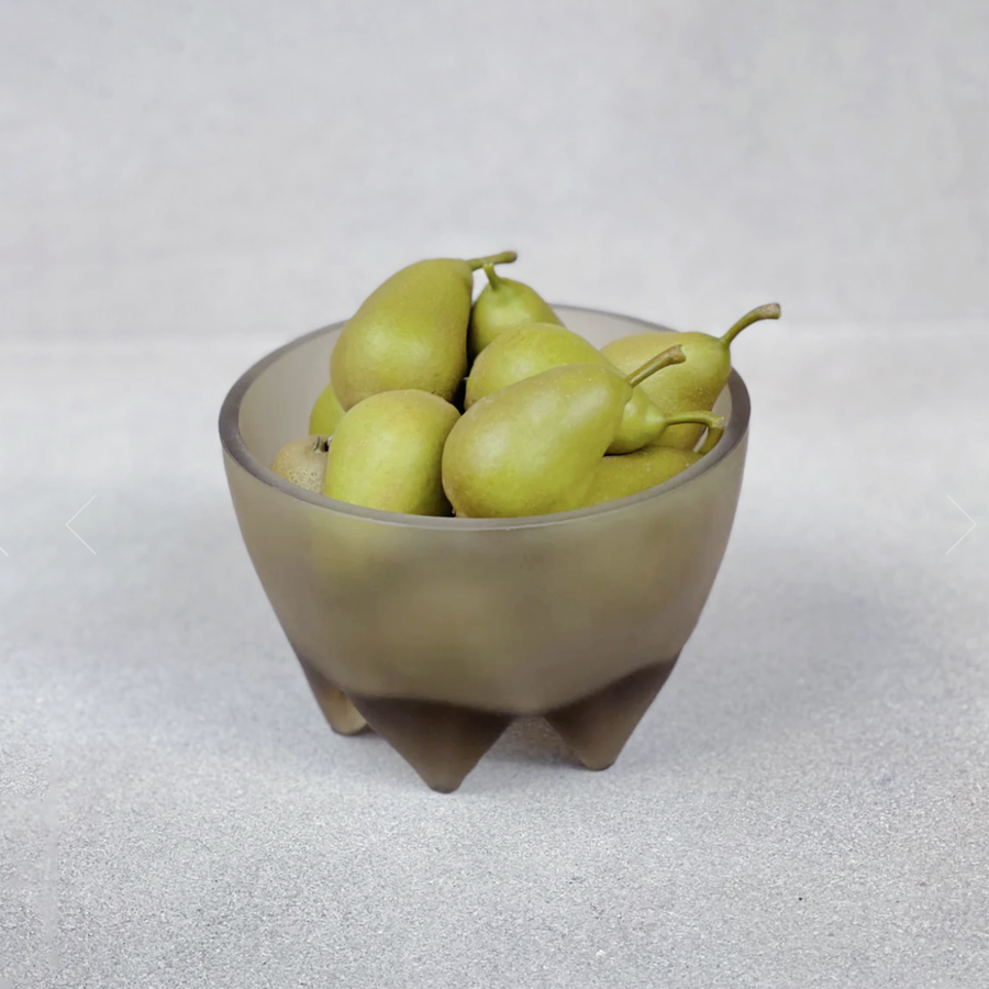 ALYSON FOX CAST GLASS FOOTED BOWL / SMOKE