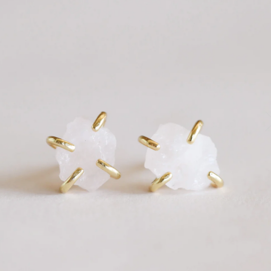 Rose Quartz Gemstone Prong Earrings