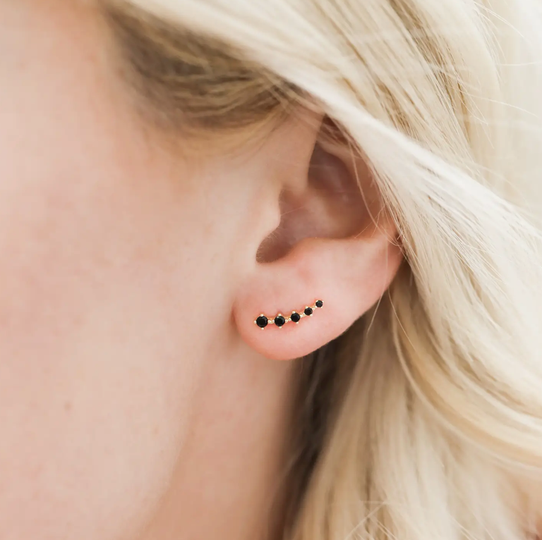 Crawler Black Cz Earrings