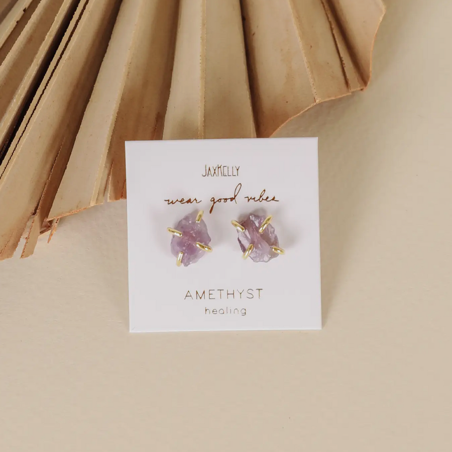 Amethyst Gemstone Prong Earrings