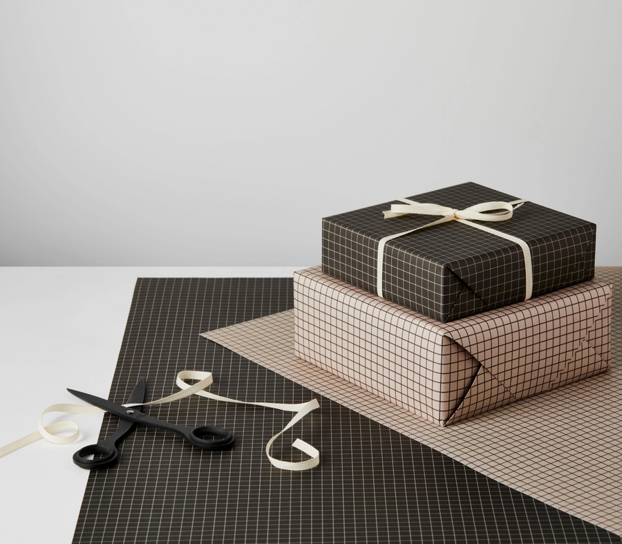 Black Graph Paper Gift Wrap Roll