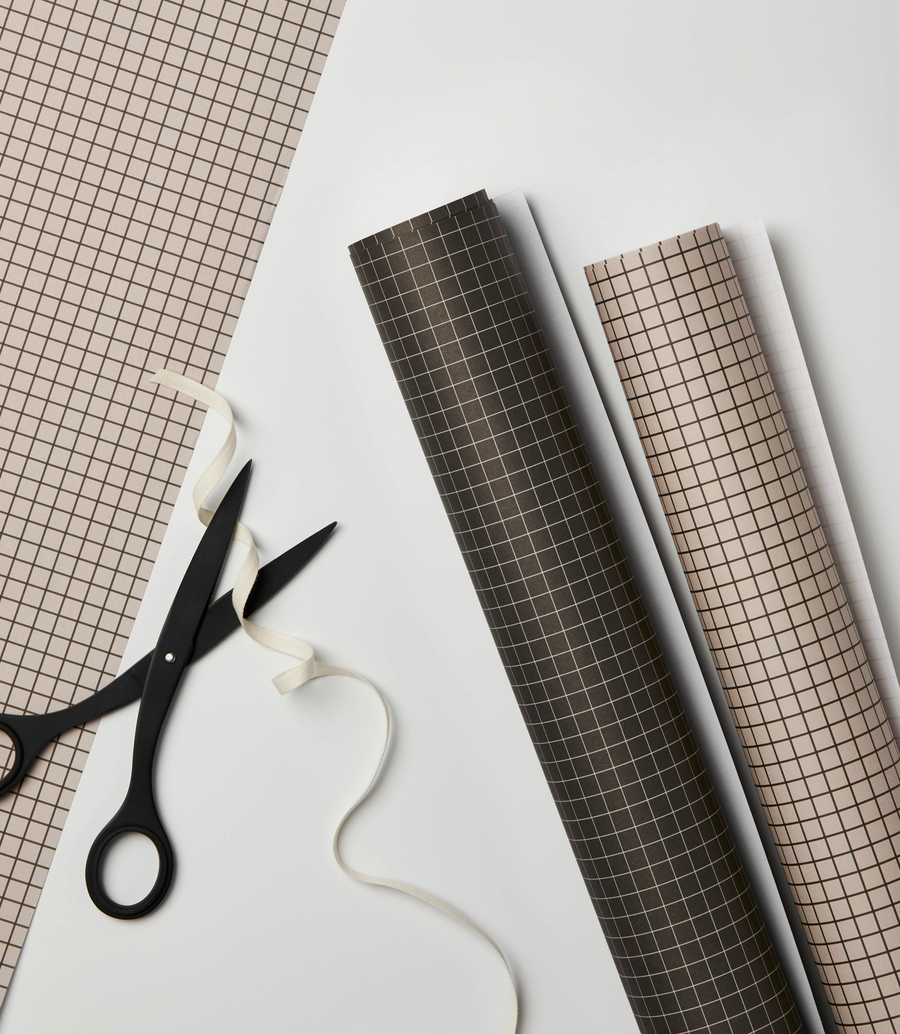 Black Graph Paper Gift Wrap Roll