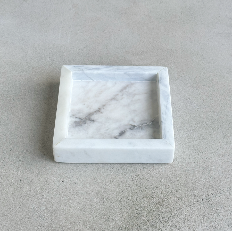 Square White Marble Tray