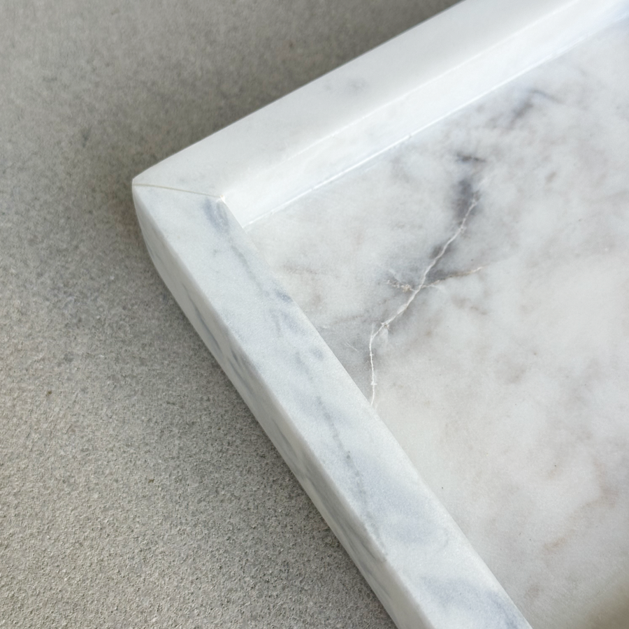 Square White Marble Tray