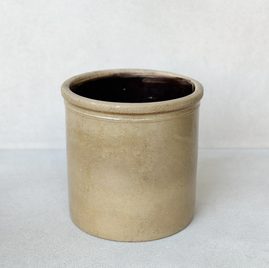 Vintage Tan Stoneware Crock