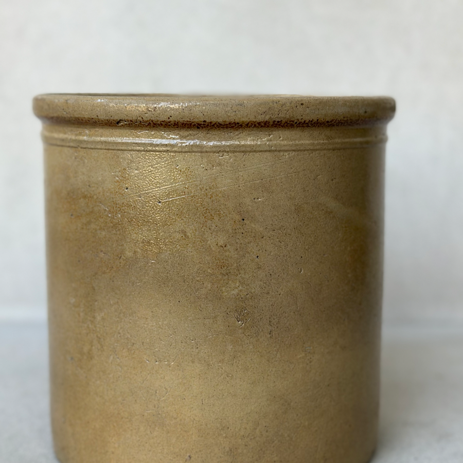 Vintage Tan Stoneware Crock