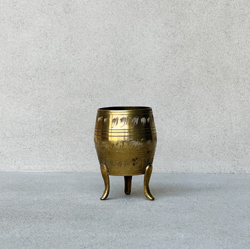 Vintage Brass Footed Barrel Container