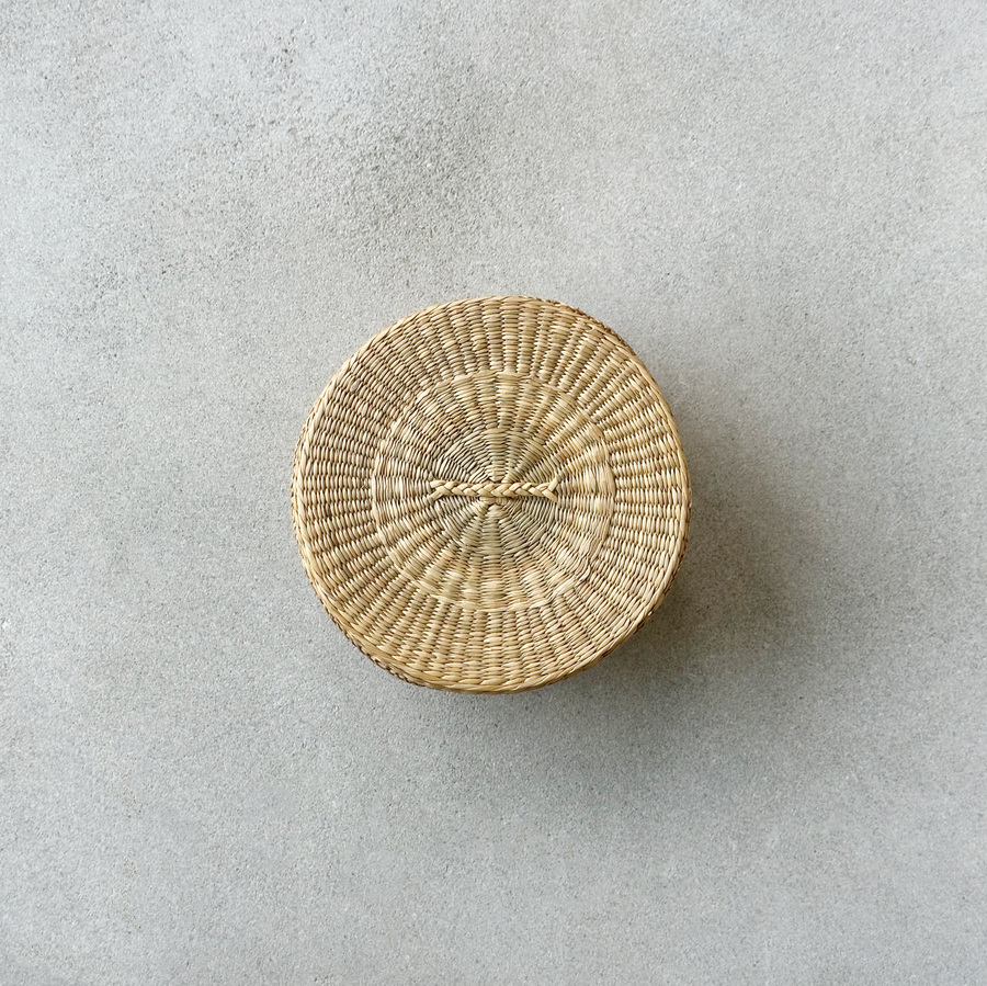 Vintage Round Wicker Box with Lid